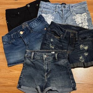 H&M Black and Denim Women's Jean Shorts size 00 to 2, set of 5 shorts